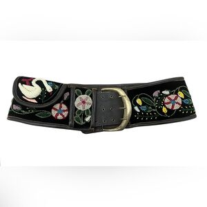 Double D Ranch Adirondack Collection wide beaded embroidered velvet leather belt